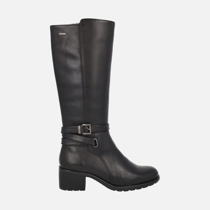 Botas altas para mujer en piel negra con membrana FLUCHOSTEX