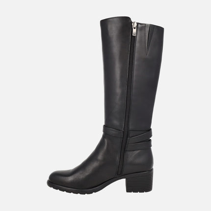 Botas altas para mujer en piel negra con membrana FLUCHOSTEX