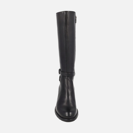 Botas altas para mujer en piel negra con membrana FLUCHOSTEX