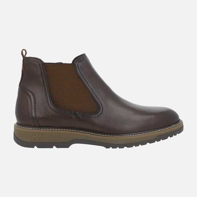Buggy men's leather ankle boots in dark brown