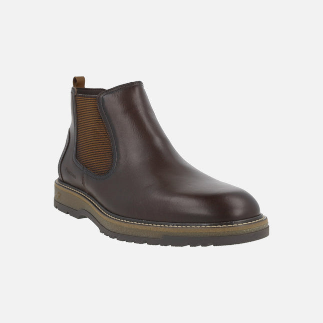Buggy men's leather ankle boots in dark brown