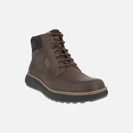 Men's lace-up boots in brown nubuck with side zipper