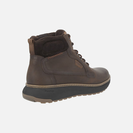 Men's lace-up boots in brown nubuck with side zipper