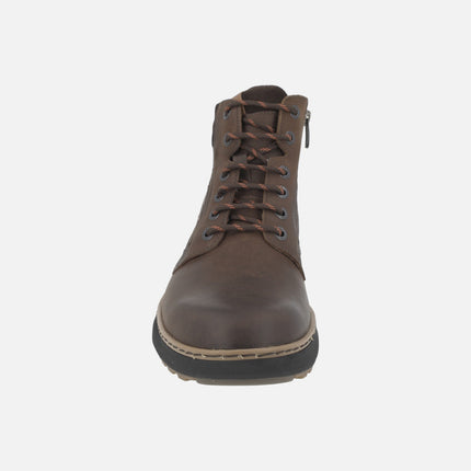 Men's lace-up boots in brown nubuck with side zipper