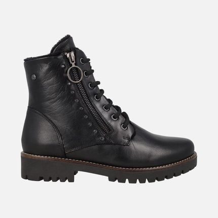 Botines de piel con cordones y forro de pelo