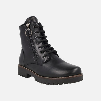 Botines de piel con cordones y forro de pelo