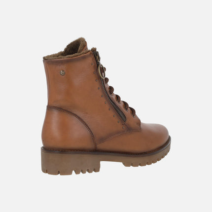 Botines de piel con cordones y forro de pelo