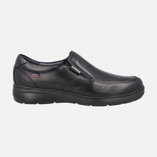 Black leather loafers with waterproof membrane for men Chuck Water
