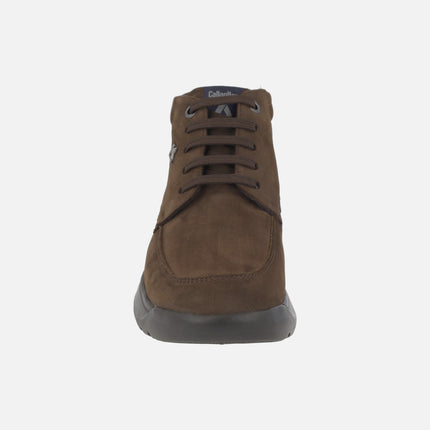 Algorit. casual men's ankle boots in brown nobuck with waterproof membrane