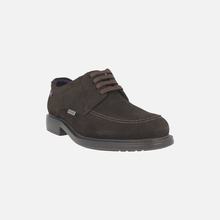 Lace-up shoes in brown suede for men with Wateradapt membrane
