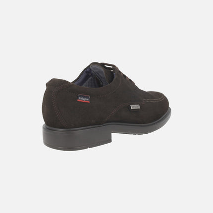 Lace-up shoes in brown suede for men with Wateradapt membrane