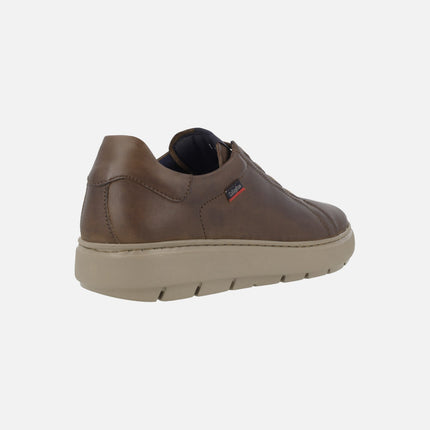 Men's leather sneakers with elastic laces