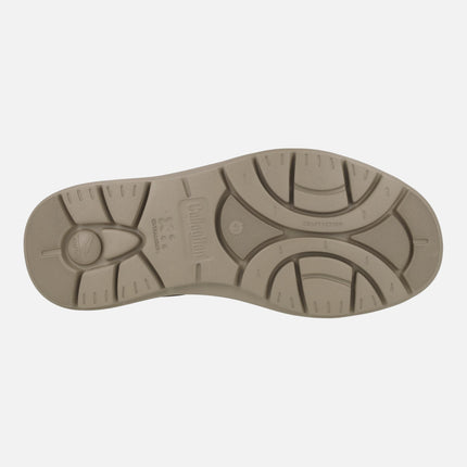 Men's leather sneakers with elastic laces