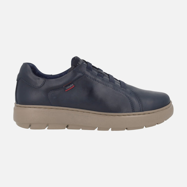 Zapatos deportivos de piel para hombre con cordones elásticos