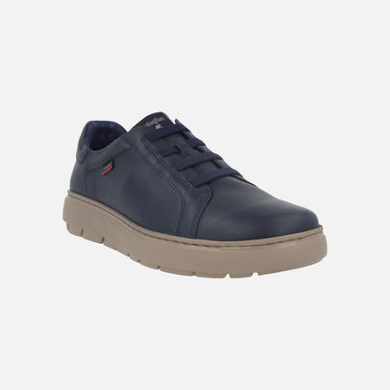 Men's leather sneakers with elastic laces
