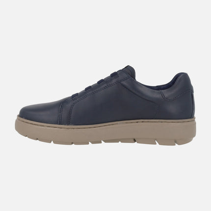 Men's leather sneakers with elastic laces