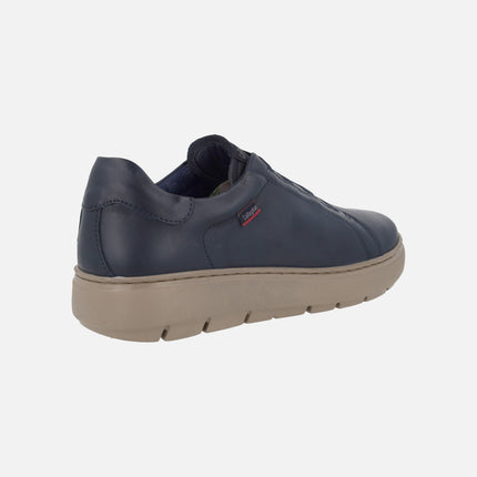 Men's leather sneakers with elastic laces