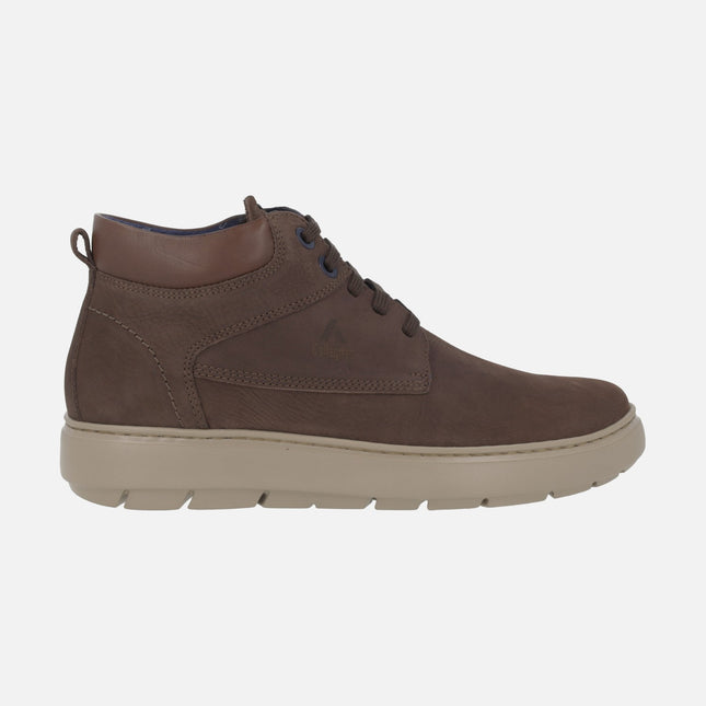 Lace-up ankle boots in brown nubuck Adaptable line with Extralight outsole