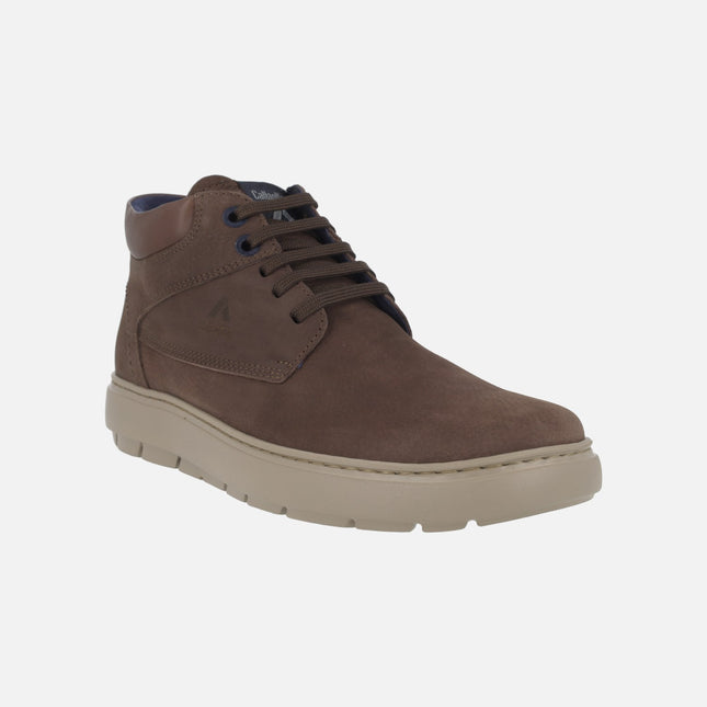 Lace-up ankle boots in brown nubuck Adaptable line with Extralight outsole
