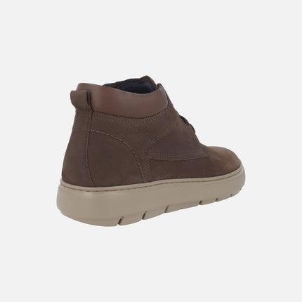 Lace-up ankle boots in brown nubuck Adaptable line with Extralight outsole