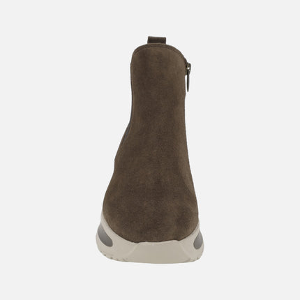 Grace Brown women's platform ankle boots in suede with elastic
