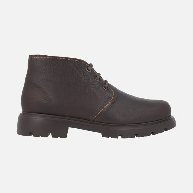 Botas marrones de cordones en piel marron con suela GumLight