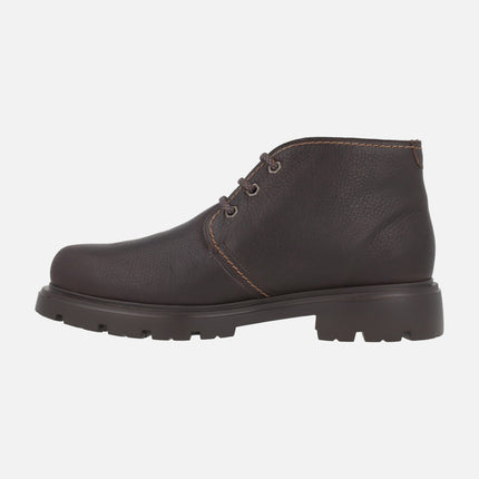 Brown lace-up boots in greased leather with GumLight outsole