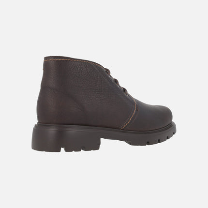 Brown lace-up boots in greased leather with GumLight outsole