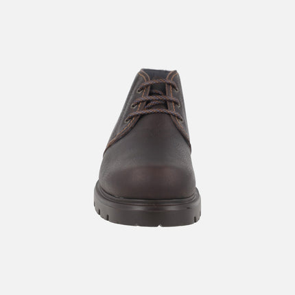 Brown lace-up boots in greased leather with GumLight outsole