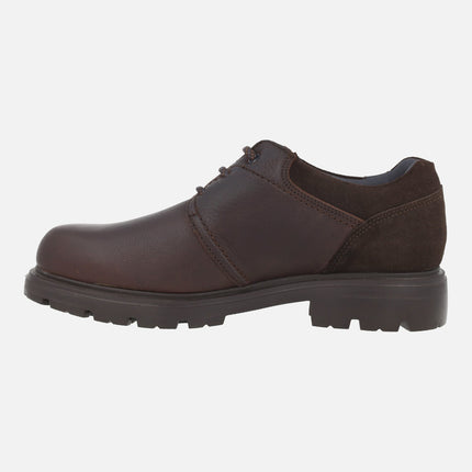 Brown lace-up shoes in oiled leather for men