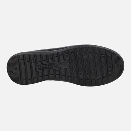 Mocasines confort en coco charol negro con adorno metálico