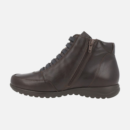 Botines confort de piel con elásticos y cremallera