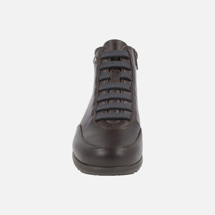 Botines confort de piel con elásticos y cremallera