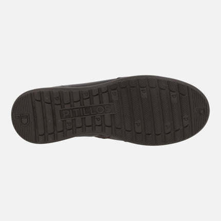 Botines confort de piel con elásticos y cremallera