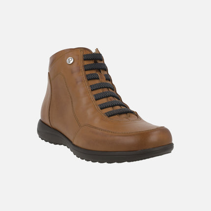 Botines confort de piel con elásticos y cremallera