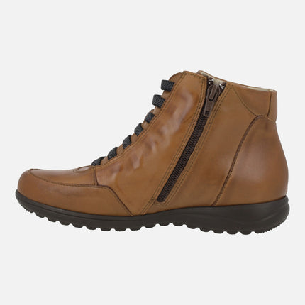 Botines confort de piel con elásticos y cremallera