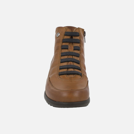 Botines confort de piel con elásticos y cremallera