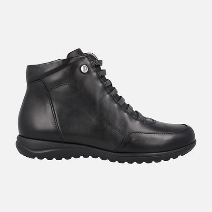 Botines confort de piel con elásticos y cremallera