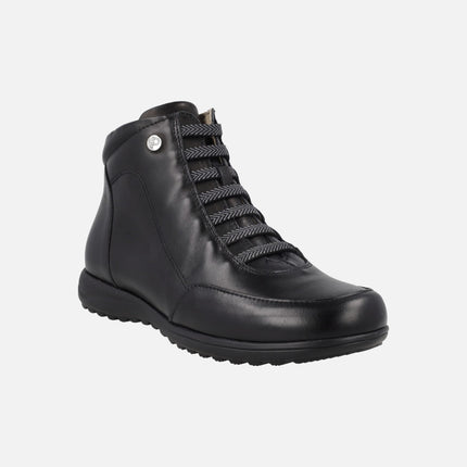 Botines confort de piel con elásticos y cremallera