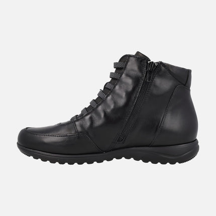 Botines confort de piel con elásticos y cremallera