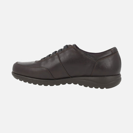 Comfort leather sneakers with elastic laces