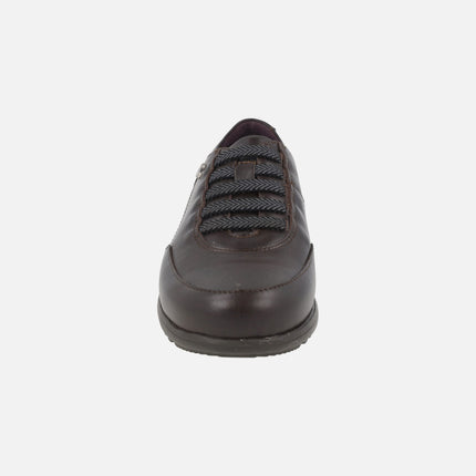 Comfort leather sneakers with elastic laces