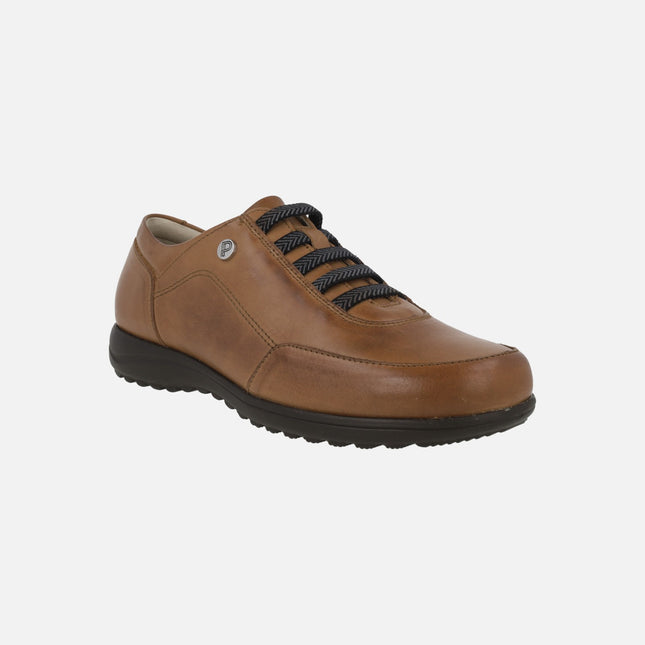 Comfort leather sneakers with elastic laces