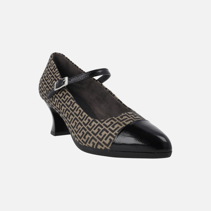 Printed Mary Jane style heels Black / mole
