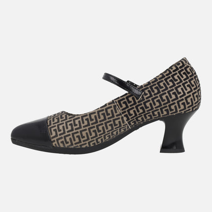 Printed Mary Jane style heels Black / mole