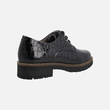Zapatos de cordones para mujer en piel coco charol