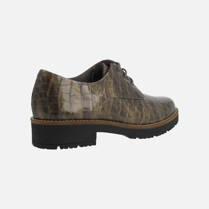 Zapatos de cordones para mujer en piel coco charol