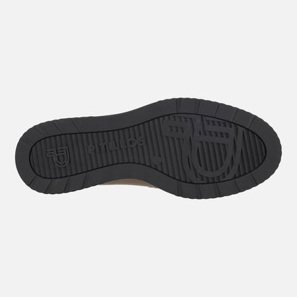 Mocasines para mujer en charol taupe con adorno metálico