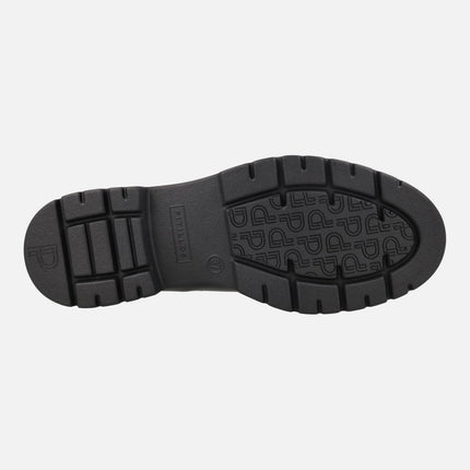 Zapatos blucher de cordones para mujer en charol negro