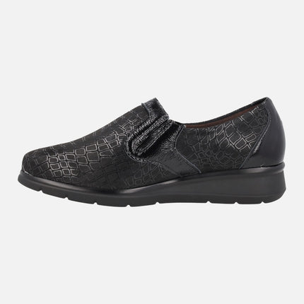 Zapatos negros de ANCHO ESPECIAL con elásticos laterales